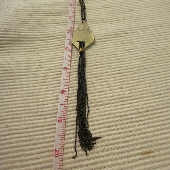 Boho Layered Necklace Set – Geometric Choker & Long Pendant with Tassel - Picture 4 of 7